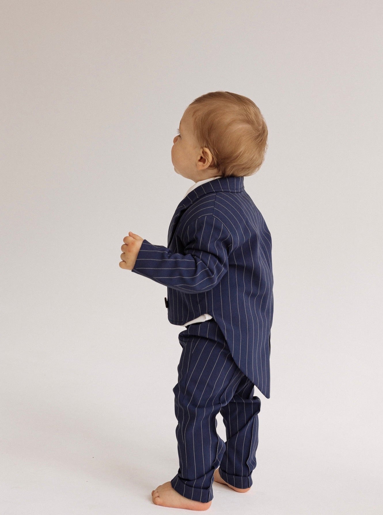 Blue striped toddler tailcoat pants bow tie 