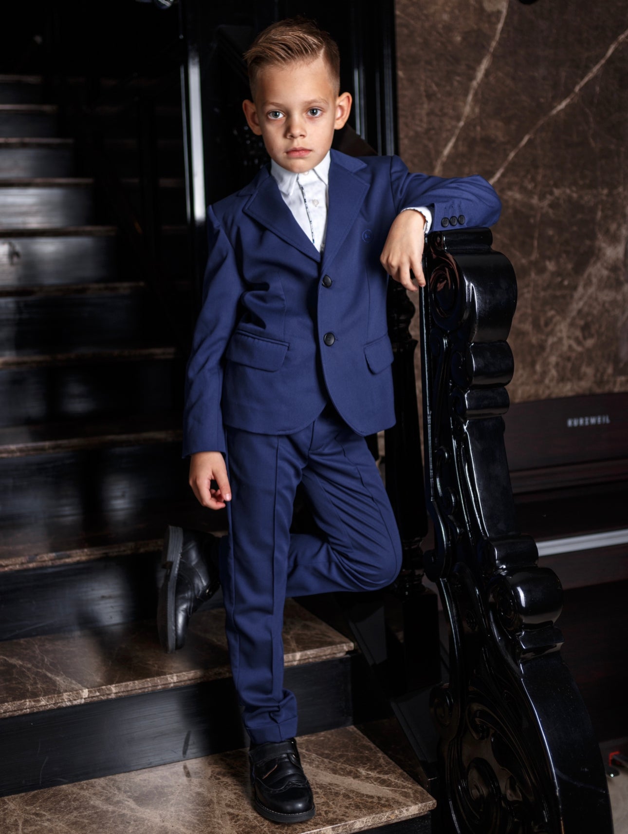 Boys dark 2024 navy suit