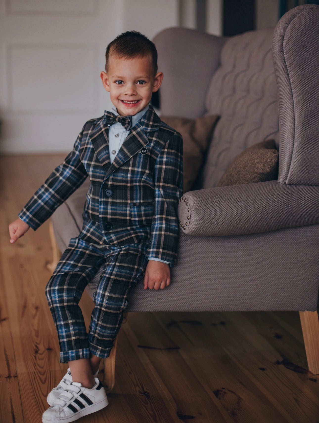 Classic gray plaid suit