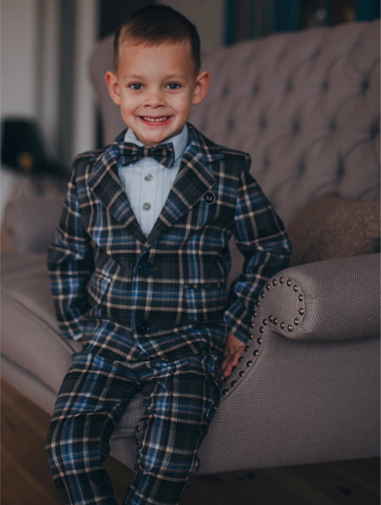 Classic gray plaid suit