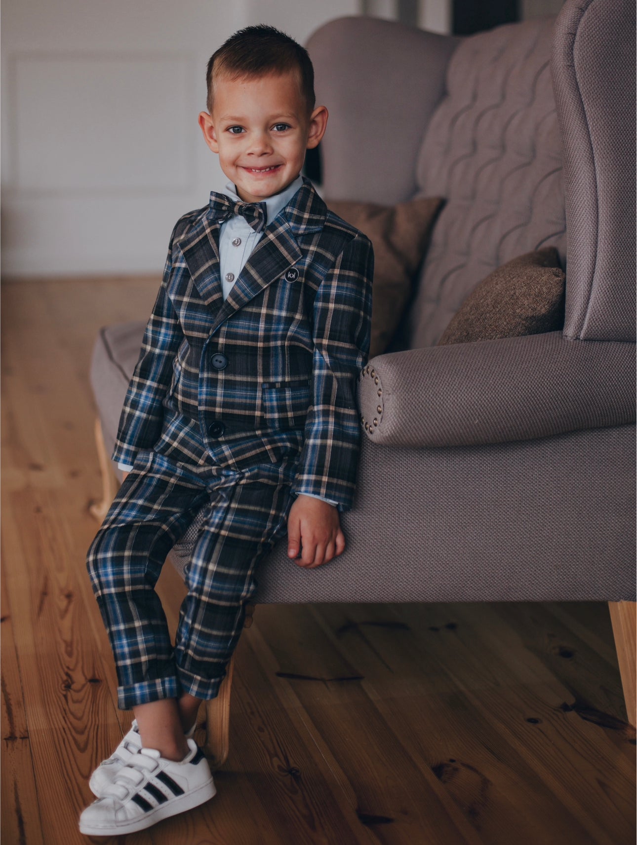 Classic gray plaid suit