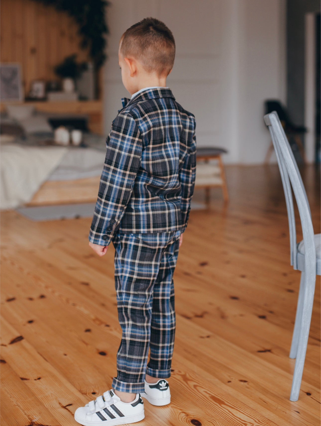 Classic gray plaid suit