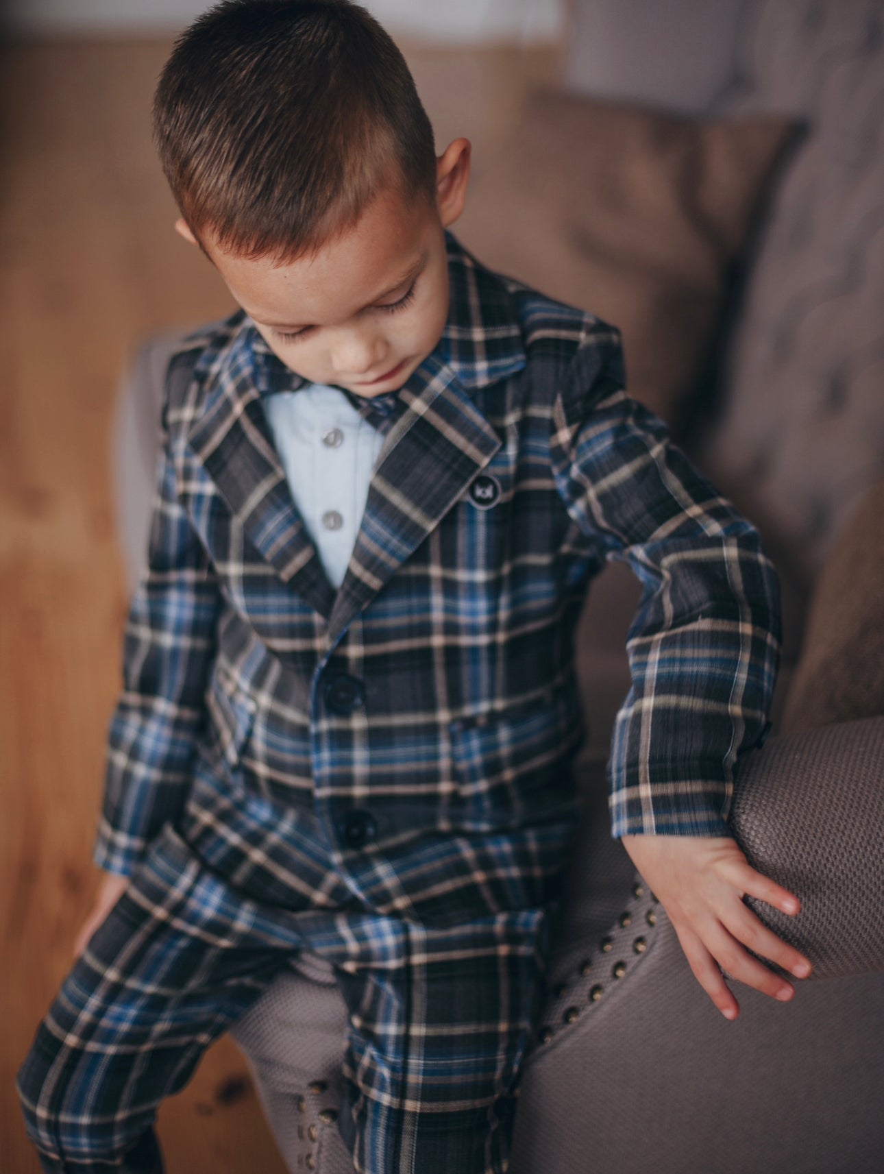 Classic gray plaid suit