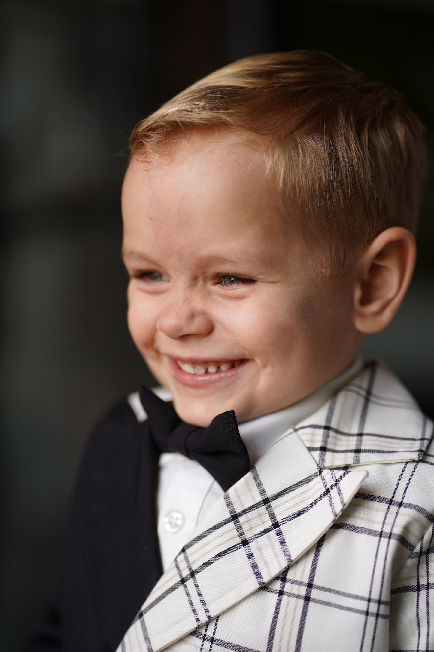 Double breasted black plaid suit